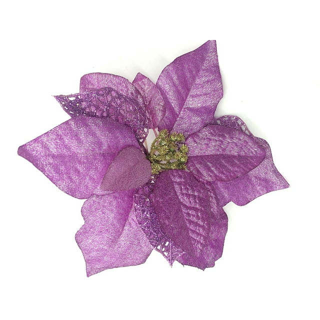 12 Pcs 7.8" Christmas Poinsettias Tree Decorative Silk Flower