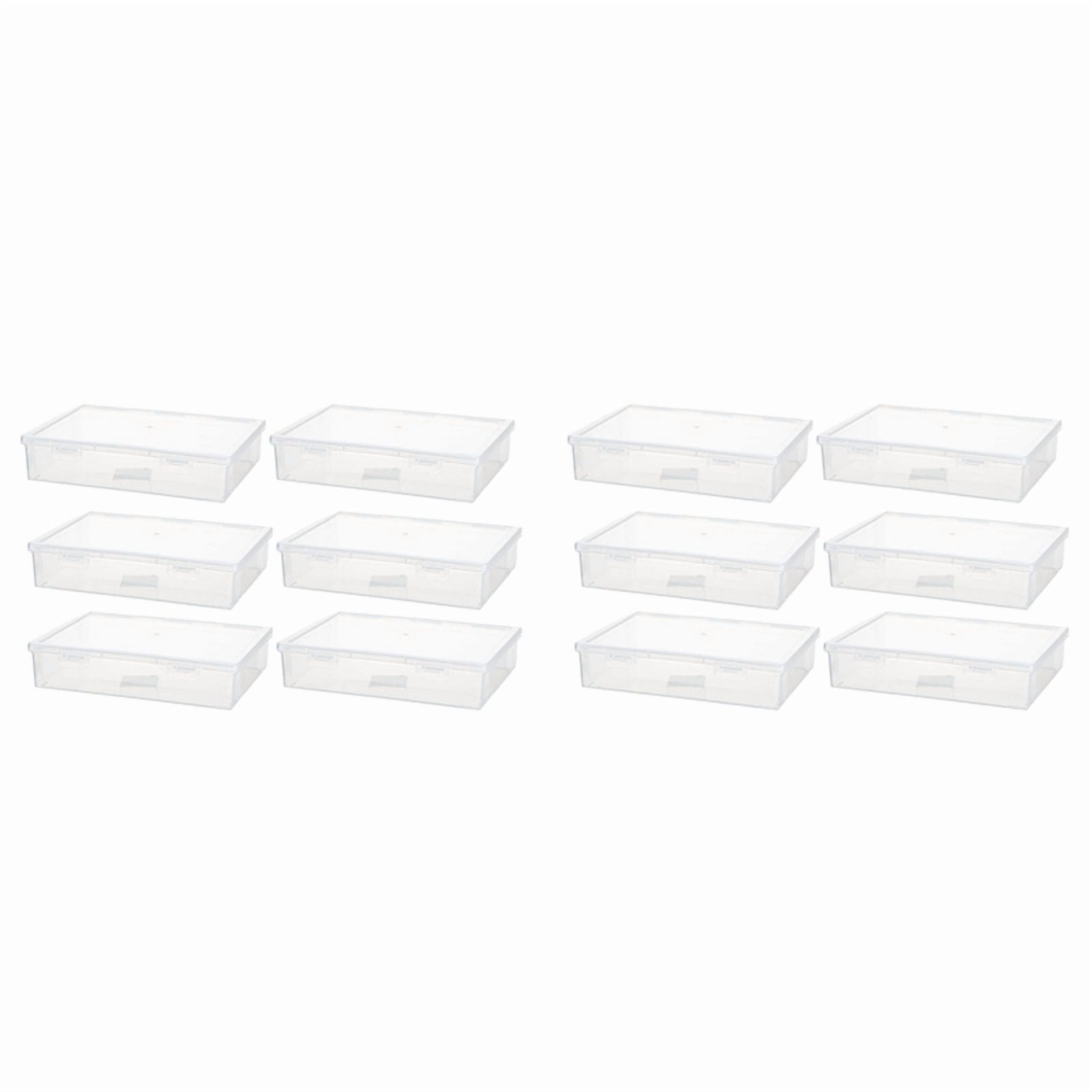 12 Pcs 7In X 9In X 2In Plastic Storage Box with Lid Multipurpose Craft Organizer Plastic Containers Clear Pencil Case