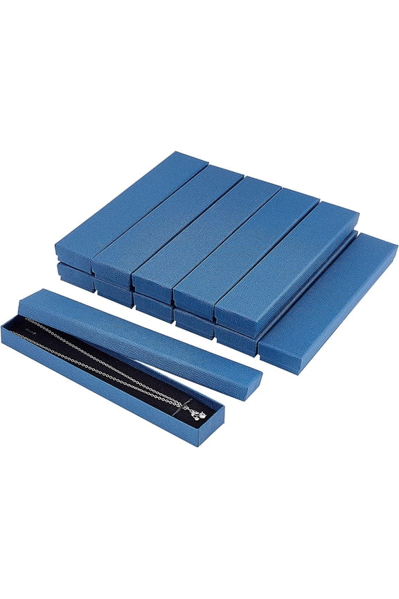 12 Pcs 8.26" Long Rectangle Cardboard Jewelry Set Boxes with Sponge Inside for Jewelry Bracelet Necklace Pendants Ring Crafts Birthday Christmas Valentines Festival Present Storage Steel Blue