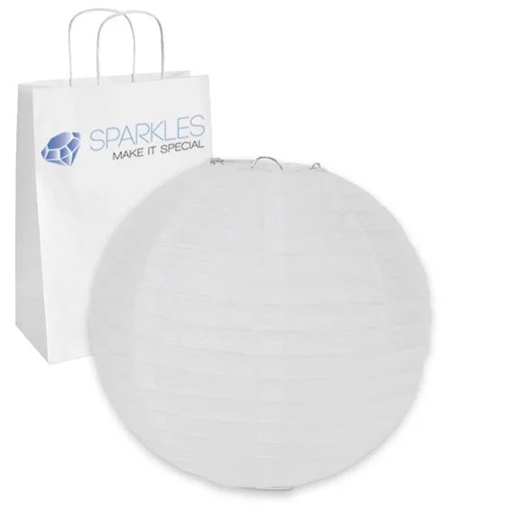 12 Pcs 8" Inch Chinese Paper Lantern - White - Wedding Party Event Decoratio Ds