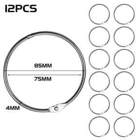 12 Pcs 85mm Heavy Duty Book Binding Rings, Reusable Silver Metal Loose Leaf Rings for File Photo Album Document Key Card Office School DIY Craft Organizer