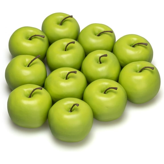 12 Pcs 8inch Green Fake Apples Decoration Lifelike Plastic ApplesFaux Fruits for Home Kitchen Decoration (Green)
