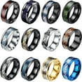 thumbnail image 1 of 12 Pcs 8mm Stainless Steel Ring for Men Women Celtic Dragon Beveled Edges Celtic Black Rings Carbide Wedding Band Ring Set Size 7-11, 1 of 4