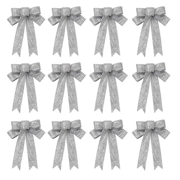 12 Pcs 9" Large Christmas Bow Decorations,Wreaths Bows,Christmas Tree Bow, Sequin Bow Ties, Xmas Decorative Bows Ornaments for Home Christmas Party