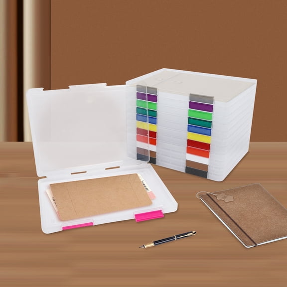 12 Pcs A4 Clear File Boxes Paper Storage Box Document File Holder with Buckle Used In Study Rooms, Bedrooms, Kitchens
