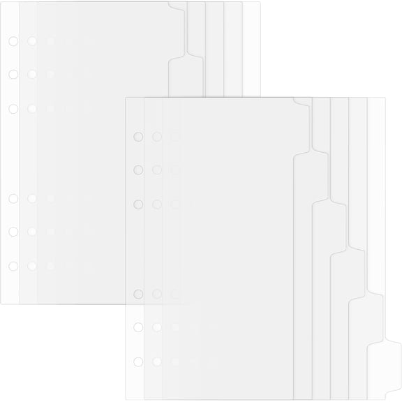 12 Pcs A6 Binder Dividers, 6 Holes Clear A6 Binder Inserts Index with Tabs Insertable Plastic Index Divider Sheets 6 Rings Planner Dividers Page for Notebook Journal Diary Memo Notepad (Transparent)
