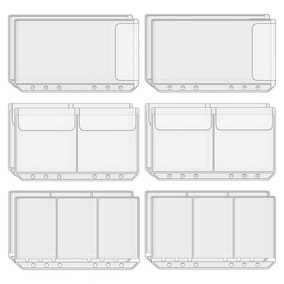 12 Pcs A6 Binder Pockets Cash Envelopes Clear Folder Organizer Photocard Sleeve Sheets for Credit Business Card Money