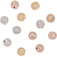 thumbnail image 1 of NBEADS 12 Pcs About 10mm Round Brass Zirconia Beads, 3 Colors Micro Pave Cubic Zirconia Ball Spacer Beads Clear Crystal CZ Stones for Jewelry Making Rose Gold/ Gold/ Platinum+Clear CZ 10mm, 1 of 7