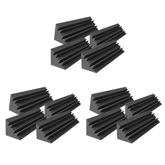 12 Pcs Acoustic Panels Studio Acoustic Soundproof Foam,Sound Treatment Bass Trap Corner,Sound Panels Wedges,12X12X48cm,12 x Soundproofing Foam,black