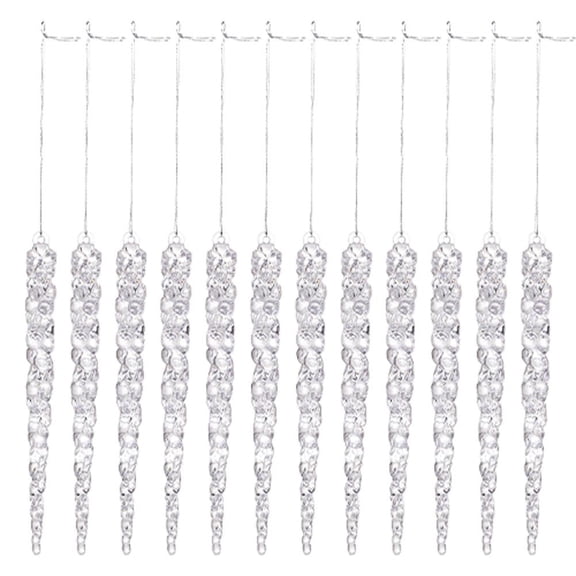 12 Pcs Acrylic Icicle Ornaments, 5 Inch Crystal Ice Cone Christmas Tree Hanging Decorations for Winter Holiday Party Decor