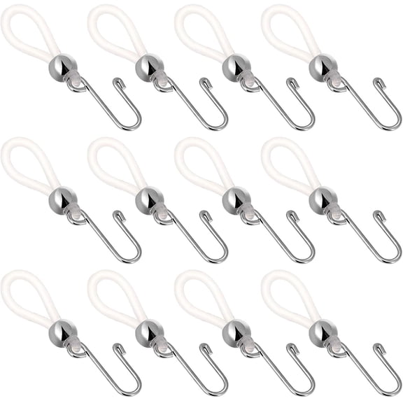 12 Pcs Adjustable Jeans Zipper Holder, Pants Zipper Slipping Stopper, No-Slip Metal Hooks with Silicone Loop for Loose Jeans, Keep Pants Zipper Closed