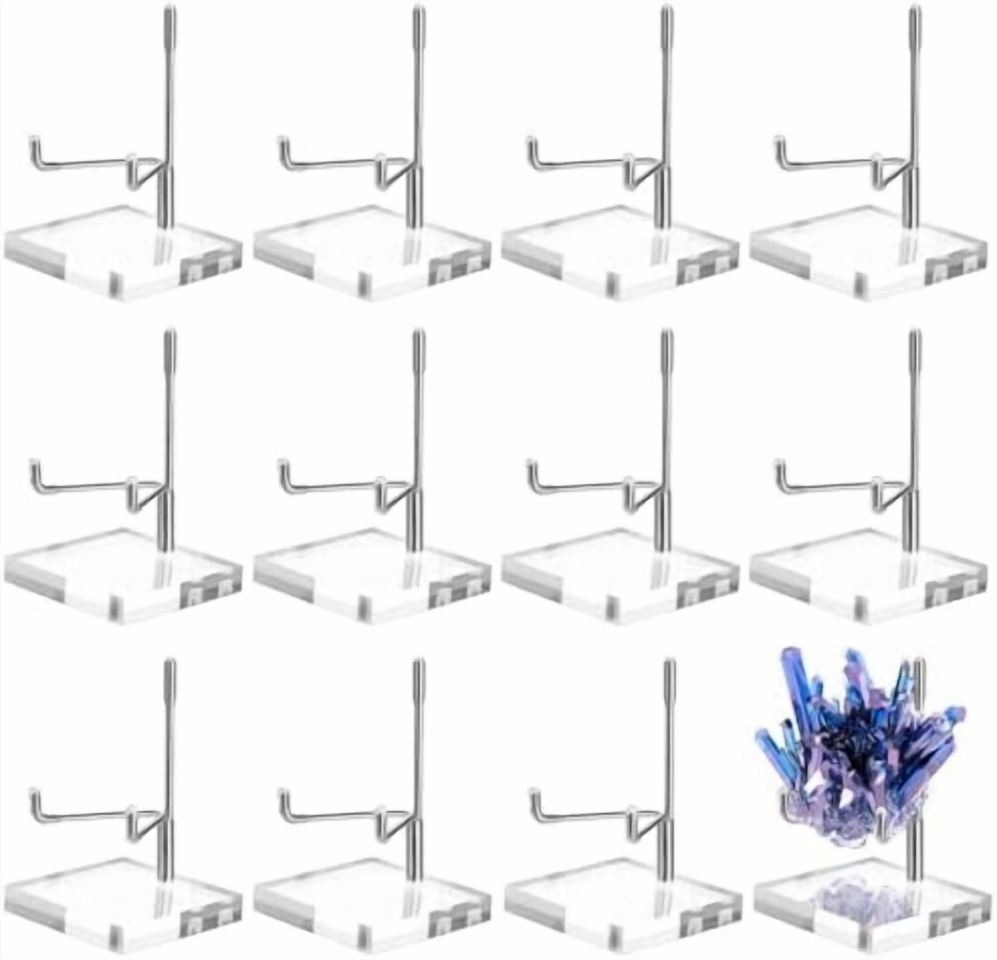 8 Pcs Adjustable Metal Arm Display Stands With Acrylic Base - Gold Easel For Crystals, Minerals, Small Collectibles