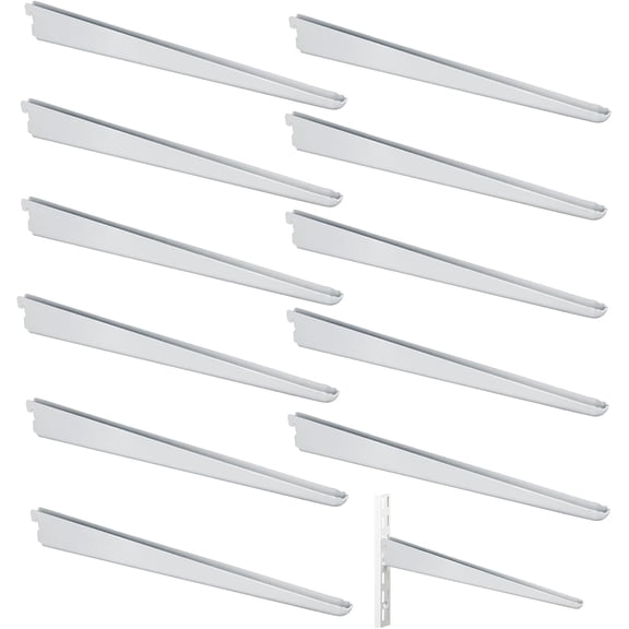 12 Pcs Adjustable Shelf Brackets 14.9 Inch Heavy Duty Wire Shelf Brackets for Double Track System Closet Organization (White)