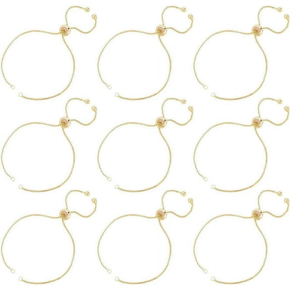 12 Pcs Adjustable Slider Bracelets 4.5 Inches Long 18K Gold Plated Brass Adjustable Bracelet Chains Slider Semi Finished Chain for Bracelets Jewelry Making