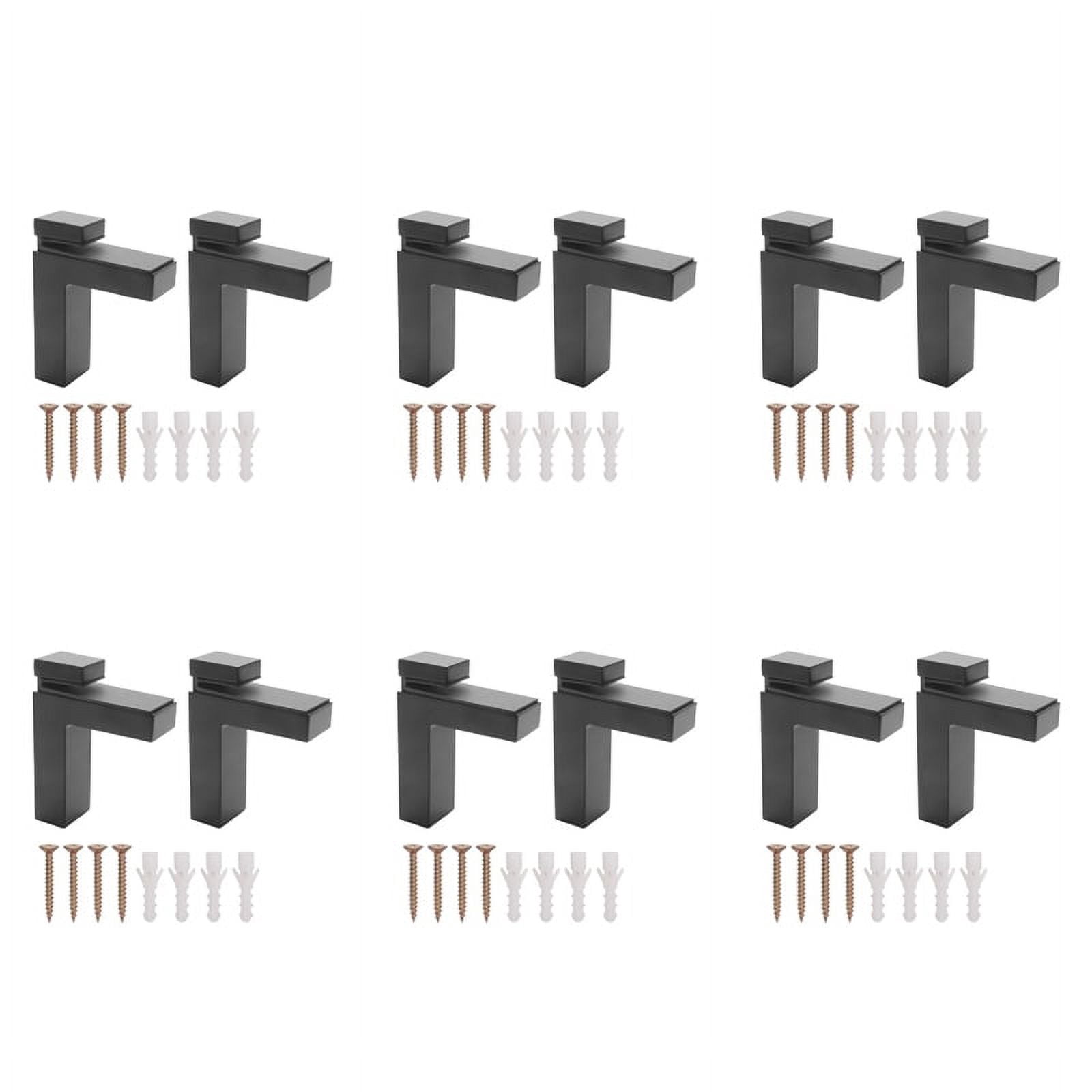 12 Pcs Adjustable Wood/Glass Shelf Bracket Wall Mount Heavy Duty Floating Brackets for 3-28mm Thick Shelves,Black
