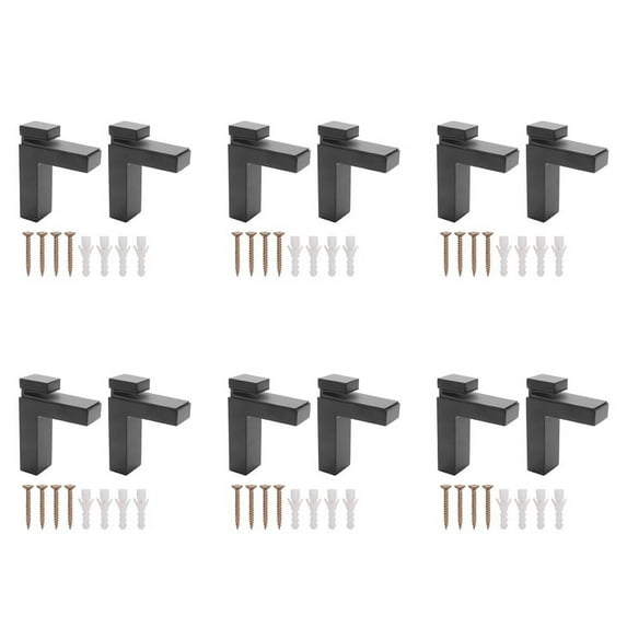 12 Pcs Adjustable Wood/Glass Shelf Bracket Wall Mount Heavy Duty Floating Brackets for 3-28mm Thick Shelves,Black