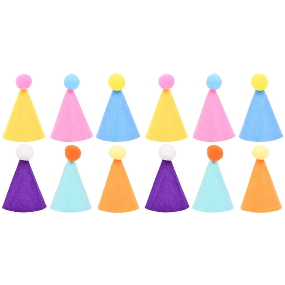 12 Pcs Adorable Pet Hats - Non-Woven Fabric Dog Cat Caps with Pom Poms, Adjustable Cute Headwear for Pet Birthday, Halloween, Christmas Celebration - Perfect for Photo Shoots & Parties