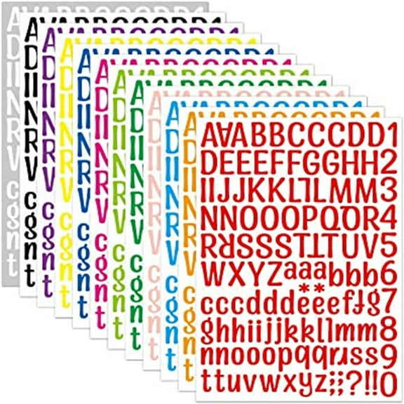 12 Pcs Alphanumeric Sticker,Digital Combination DIY Stickers,Large Self-Adhesive Waterproof Stickers,Colorful Alphabet Decals Pack,Stickers for Scrapbook Mailbox Luggage Cup Laptop Decor