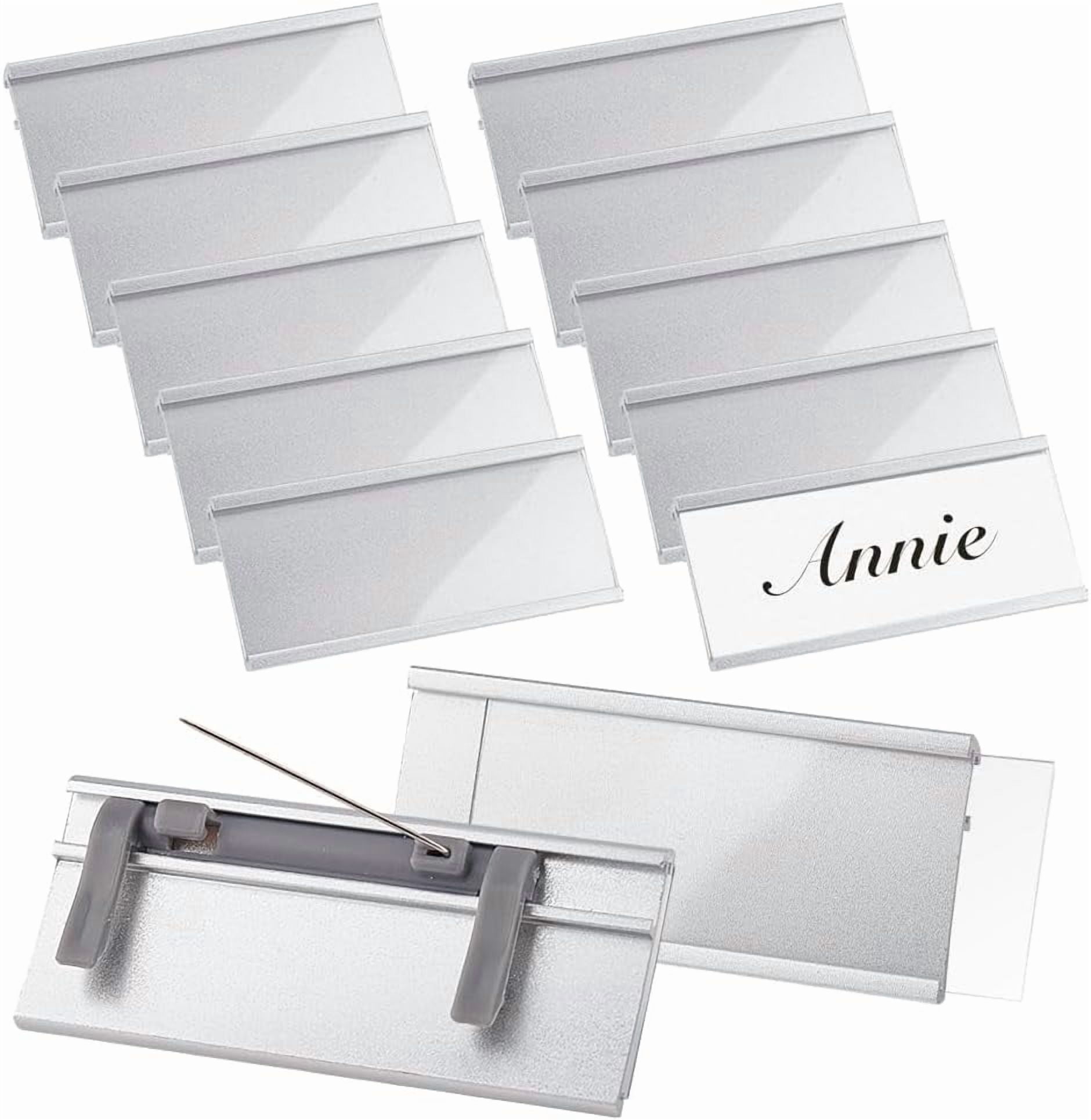 Personnel Labels 12 Pcs Aluminium Name Tags with Card Slot and Pin Badge Blank Name Tags ...