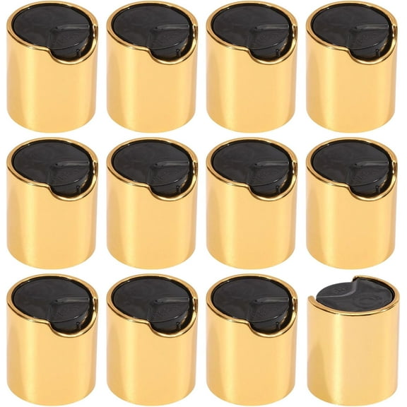 12 Pcs Aluminized Plastic Disc Top Caps Gold Press Cap Top Cover Bottle Lids Replacement DIY
