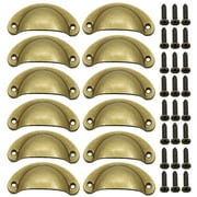 12 Pcs Antique Brass Drawer Pulls Handles Knobs, Classical Cup Handle Pull Kitchen Cupboard Cabinet Door Furniture Drawer, Hardware for Furniture Door Wardrobe
