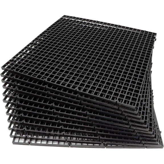 12 Pcs Aquarium Fish Tank Divider Plastic Egg Crate Aquarium Filter Bottom Tray Grid Isolation Board Partition Net Pane Separator (L 12pcs Black)