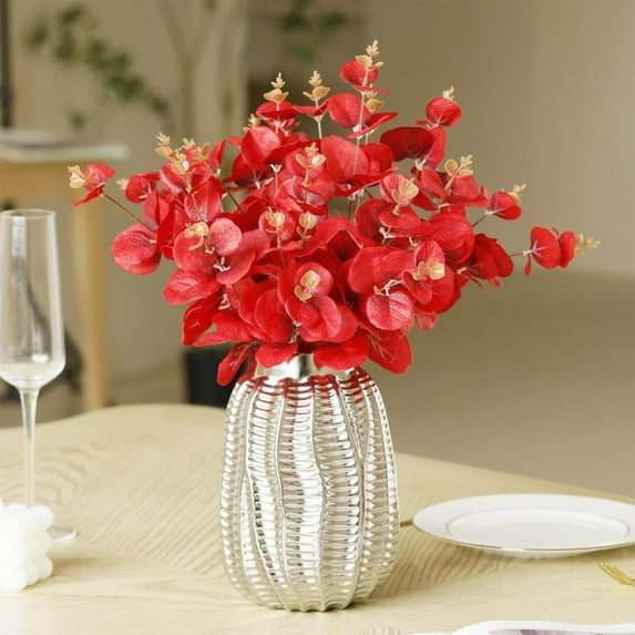 12 Pcs Artificial Black Eucalyptus Stems, 14" Eucalyptus Leaves Branches Bouquet for Flower Arrangement DIY, Silk Flowers for Home Halloween Farmhouse Decor (Black, 12)