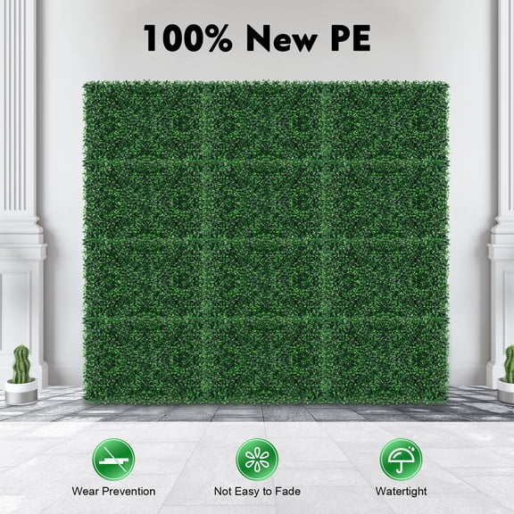 12 Pcs Artificial Boxwood Mat Wall Hedge Decor 40*60cm Privacy Fence Panel Grass Patio, Porch, Yard