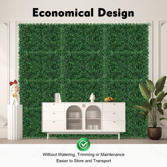12 Pcs Artificial Boxwood Mat Wall Hedge Decor 40*60cm Privacy Fence Panel Grass for Balcony, Living Room
