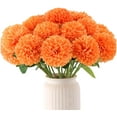 12 Pcs Artificial Chrysanthemums Flowers Ball Flowers, Orange Fake Mums