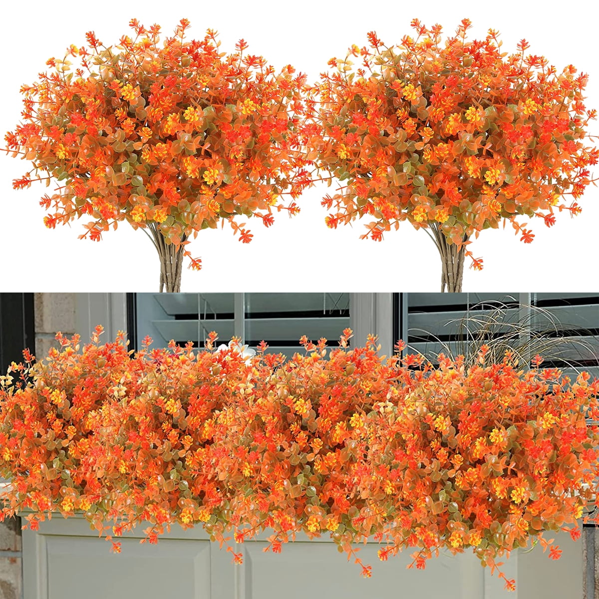 12 Pcs Artificial Fake Fall Flowers for Outdoor Decoration UV Resistant