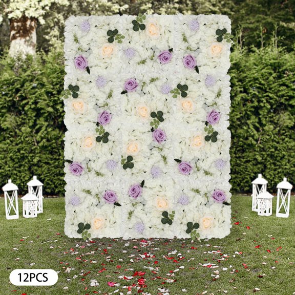 12 Pcs Artificial Flower Wall Panel Garden Wedding Party Background Decoration