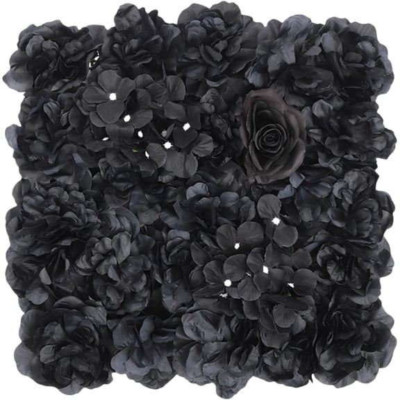 12 Pcs Artificial Flowers Wall 15*15inch Black Silk Rose Hydrangea Flower Wall for Background Decoration 3D Flower Wall Wedding Venue Main Road Photo Backdrop Decor
