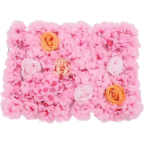 12 Pcs Artificial Flowers Wall Romantic Flower Wall for Background Decoration Silk Flower Roses Hanging Wall Panel Wedding Photography Venue Main Road Decor Silk Flower Panels (Pink)