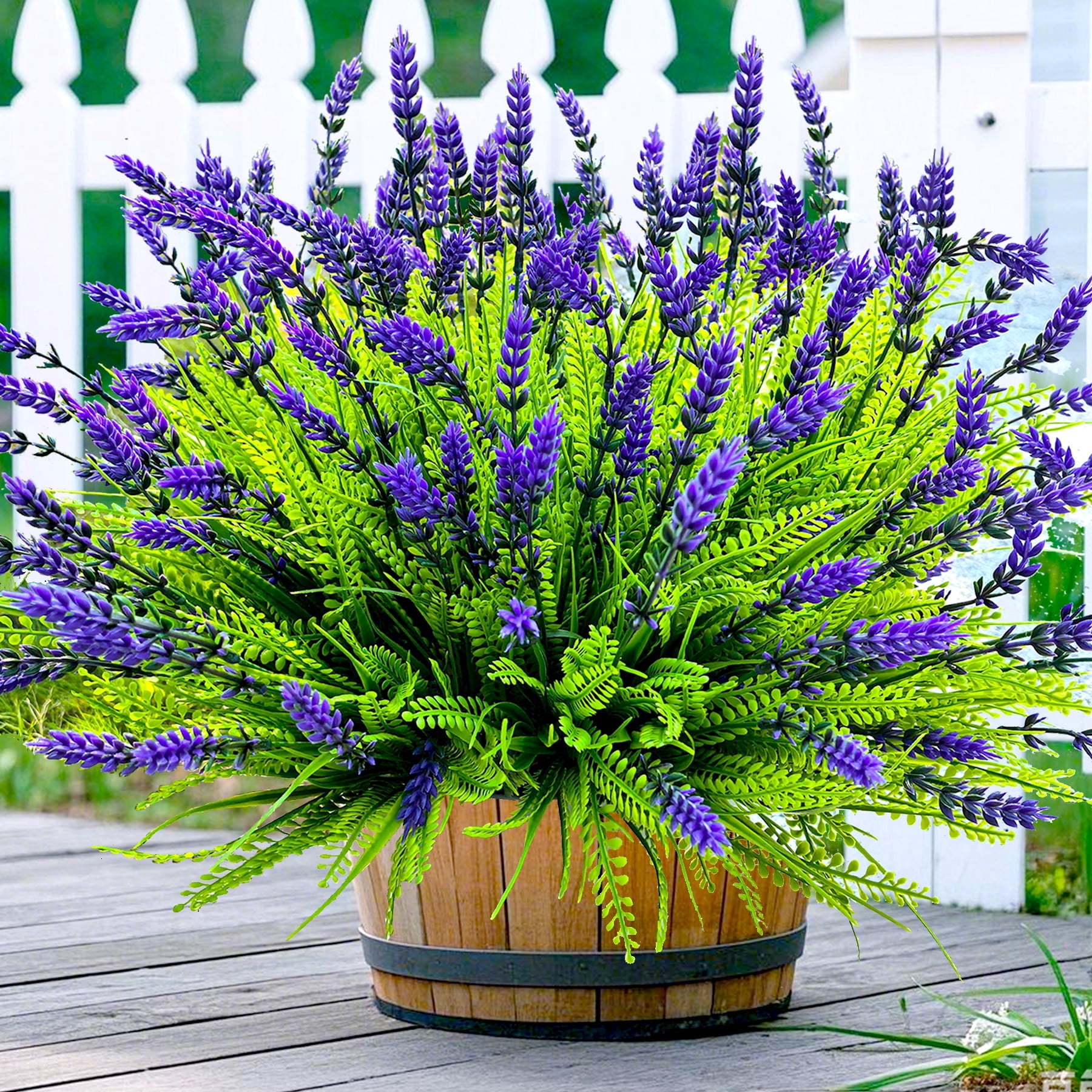 12 Pcs Artificial Plants Outdoor, 17.7" Tall Artificial Faux Flowers Outdoor Fake Plants UV Resistant, Lifelike Fake  Flowers Plastic Greenery for Porch Garden Patio Window Box Home Decor