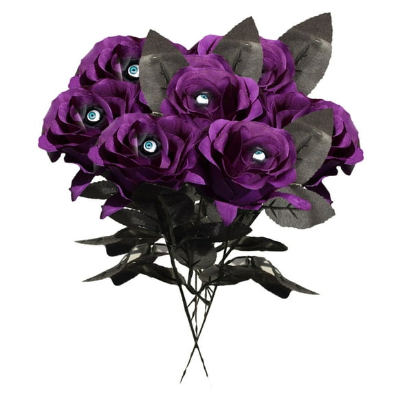 12 Pcs Artificial Roses Flowers Halloween With Eyeball Decoration Artificial Artificial Roses