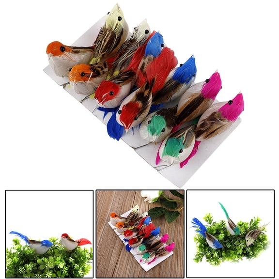 12 Pcs Artificial Simulation Foam Birds Mini Ornaments DIY Craft for Wedding Decoration Home Garden Party Accessories