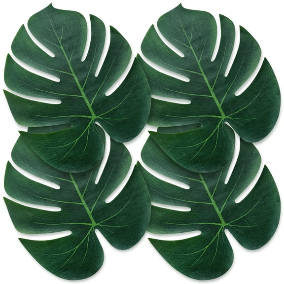 12 Pcs Artificial Tropical Palm Leaves Luau Party Decoration Monstera Fake Large Green Leaf for Hawaiian Luau Party Decorations Jungle Beach Birthday Theme BBQ Party Supplies