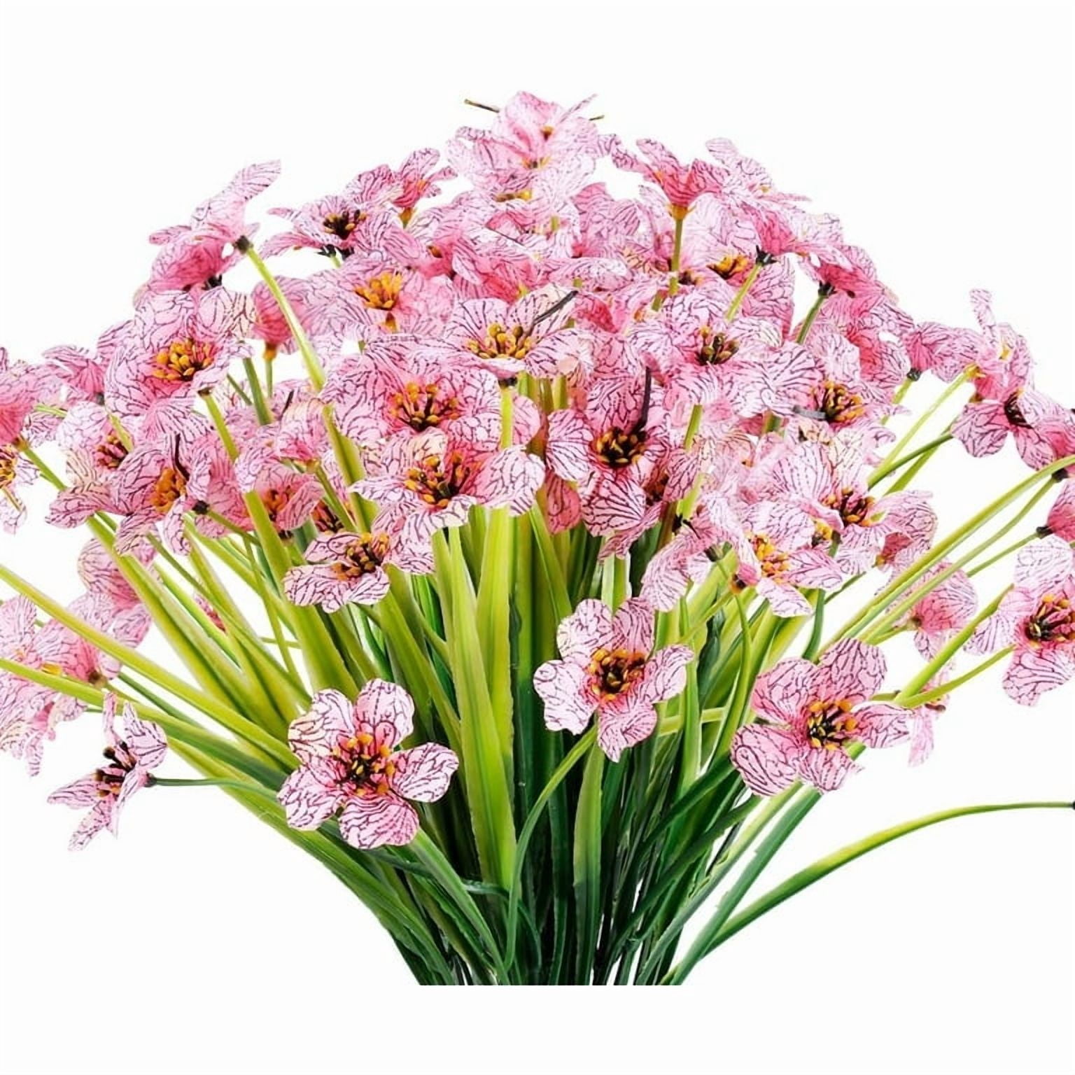 12 Pcs Artificial Violet Flowers for Outdoors, Silk Fake Flowers in ...