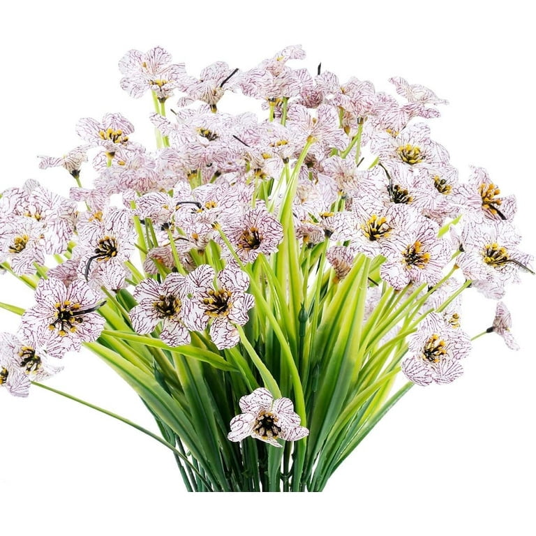 12 Pcs Artificial Violet Flowers for Outdoors, Silk Fake Flowers in ...