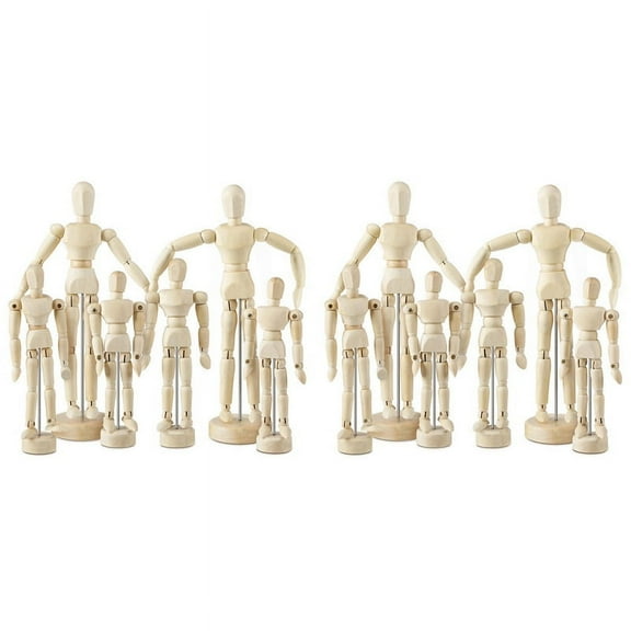 12 Pcs Artist Mannequin Model Wooden Manikin Drawing Moveable Figure Model with Stand Flexible Jointed Mannequin