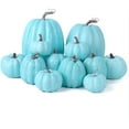 thumbnail image 1 of 12 Pcs Assorted Blue Plastic Pumpkins for Decorating - Artificial Foam Pumpkins for Fall Decor, Thanksgiving, Halloween, Wedding & Party, DIY Craft Fake Pumpkin for Table Centerpiece, 1 of 12
