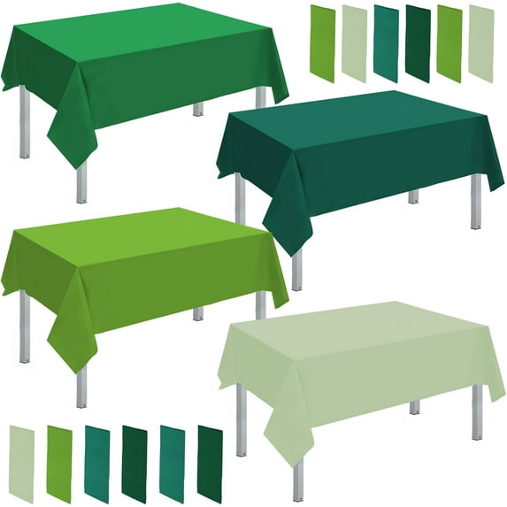 12 Pcs Assorted Color Disposable Plastic Tablecloth Rectangle Table Cover Decorative Plastic Disposable Table Cloths for Theme Party Birthday Wedding Picnic Home (Green Series, 54 x 108 Inch)