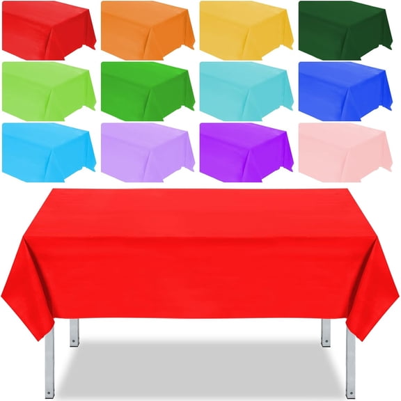 12 Pcs Assorted Color Disposable Plastic Tablecloth Rectangle Table Cover Decorative Plastic Disposable Table Cloths for Theme Party Birthday Wedding Picnic Home (Multicolor, 54 x 108 Inch)