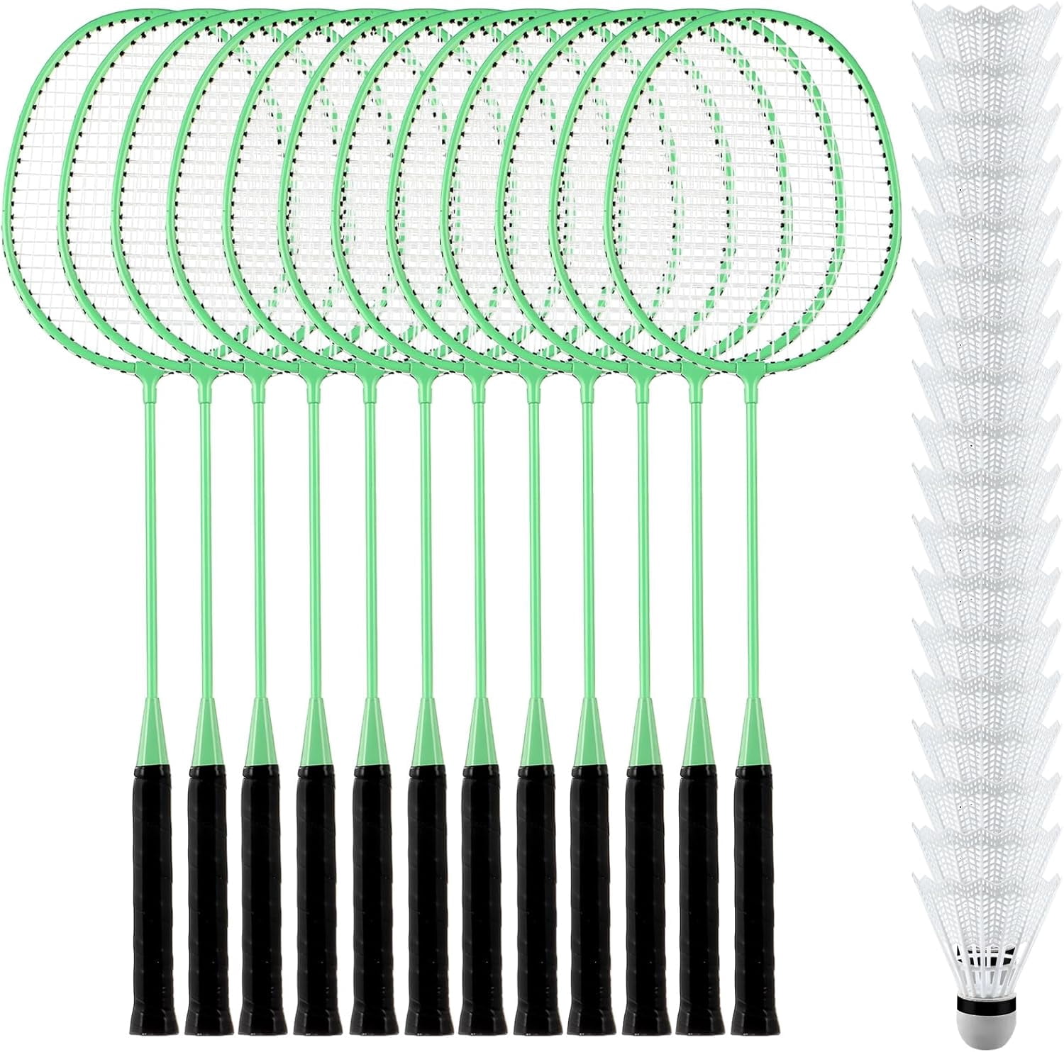 12 Pcs Badminton Rackets Bulk with 18 Nylon Badmintons, Shuttle Set for Beginners Advanced Player Backyard Gym Beach Outdoor