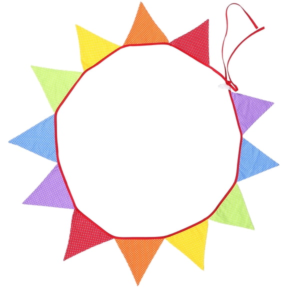 Clispeed 12Pcs Triangle Party Banner Cotton Material with Polka Dots for Indoor Outdoor