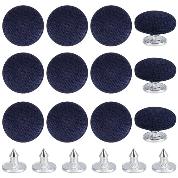 12 Pcs Baseball Cap Button 0.55 Inch Top Replacement Hats Button Marine Blue Cloth Covered for Hat Replacement Repair Jeans Blouse Sewing for making