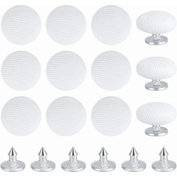 12 Pcs Baseball Cap Button 0.55 Inch Top Replacement Hats Button White Cloth Covered DIY