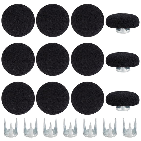 12 Pcs Baseball Cap Button 0.75 Inch Black Felt Hat Snap Button Replacement for Hat Repair Making DIY