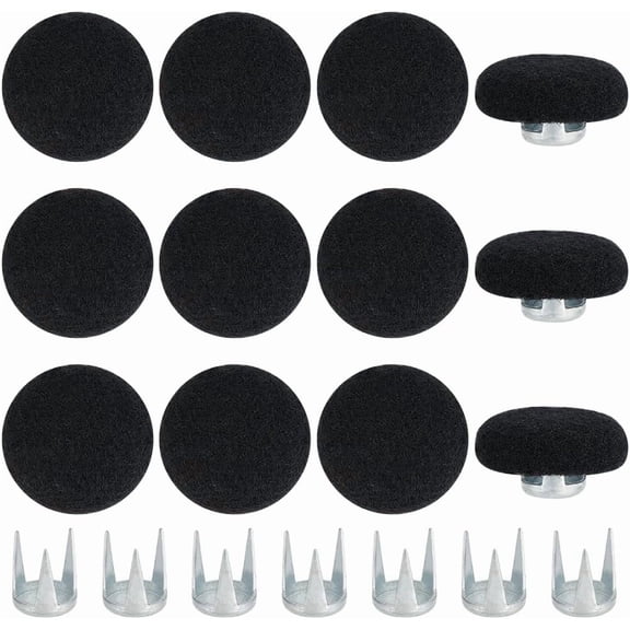 12 Pcs Baseball Cap Button 0.75 Inch Black Felt Hat Snap Button Replacement for Hat Repair Making Felt